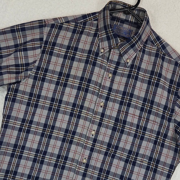 Pendleton Other - Vintage Pendleton Sir Pendleton Shirt Mens M Grey‎ Blue Plaid Virgin Wool USA